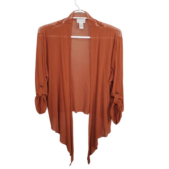 Soft Surroundings Jackets & Blazers - Soft Surroundings 2X Cardigan Mesh Sheer Open Tie Asymmetric Hem Roll Tab Autumn